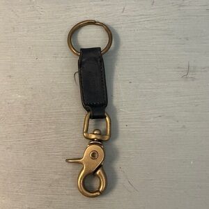 Coach Vintage Dark Green Leather Trigger Brass Snap Keychain